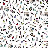 Seamless pattern with make up artist objects vector