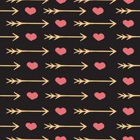 Love seamless pattern romantic hearts and arrows vector