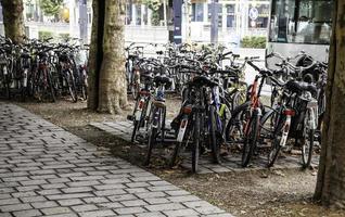 Bicycles parked in the Netherlands photo