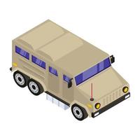 vehículo militar isométrico vector