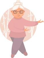 Old woman doing gymnastics vector