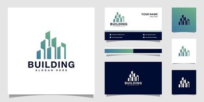 Building Logo Design Vector with business card design