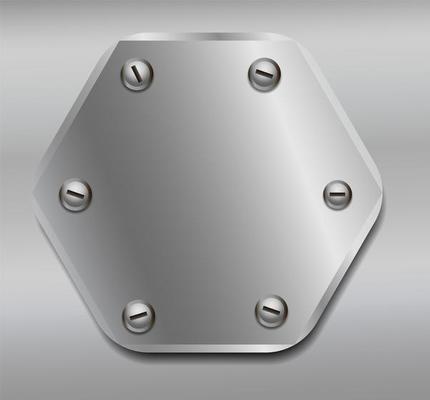 Shiny metal plate isolated on metallic background