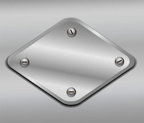 Shiny metal plate isolated on metallic background