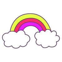 Magic rainbow with clouds isolated on white background. vector