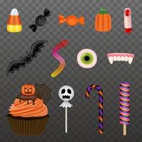 conjunto de dulces de halloween aislados vecto vector