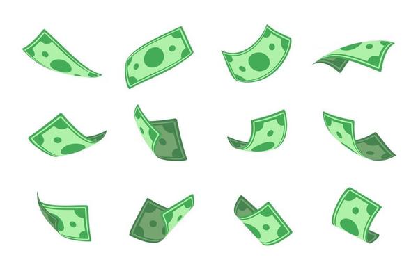 Jack Port money. dollar bills falling from above.