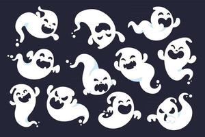 un fantasma malvado blanco de dibujos animados que se divierte acechando a la gente en Halloween. vector