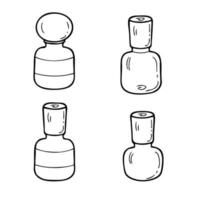 Doodle set of empty self care cosmetic bottles and vials vector