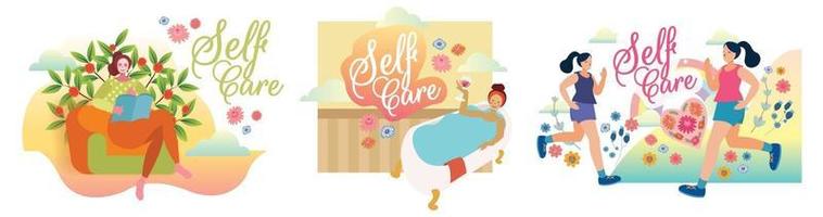 self care love myself self time group care vector