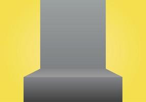 3d illuminating yellow square podium on ultimate gray background vector