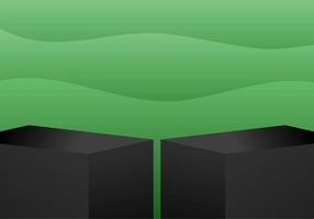 3d black square podium on abstract green background. product display vector