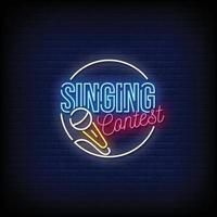 Singing Contest Neon Signs Style Vector