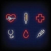 Medical Symbol Neon Signs Style Vector