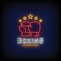 Boxing Champions Neon Signs Style Vector