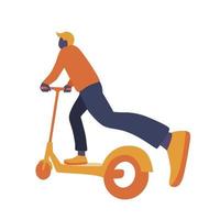 Man riding kick scooter with accent on perspective vector