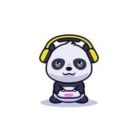 Cute panda playing video game illustration vector