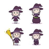 Cute chibi witch illustration