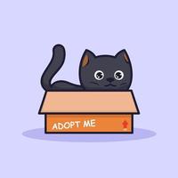 Cute cat in a box illustration vector