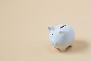 Piggy bank and coins on the pink background Saving investment budget wealth business retirement, financial, money, banking concept.  Financial planning, Copy space. photo