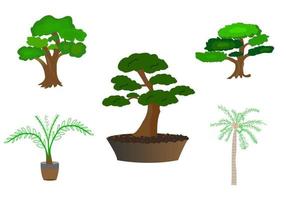 conjunto de árboles y plantas vector