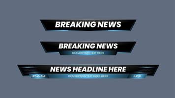 Breaking news lower third with modern blue and black background vector