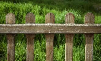 Wooden fence in a garden photo