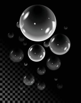 realistic soap bubbles isolated