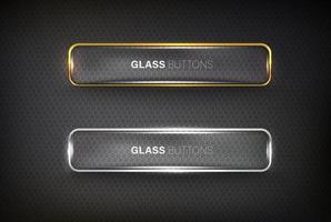 glass Button web set on black vector