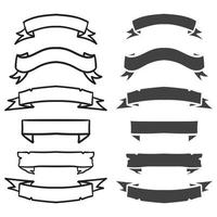 Monochrome ribbons set differrent style vector