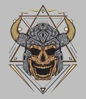 vector illustration of Viking skull with sacred geometry background