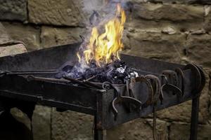 Coal fire in a forge photo