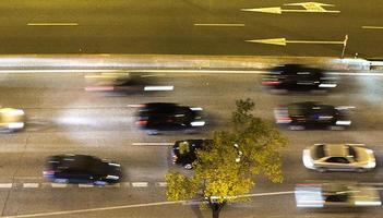 Circulation and intense traffic in Madrid, Spain photo