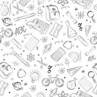 back to school vector seamless black and white pattern