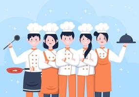 Chef Is Cooking In The Kitchen Background vector