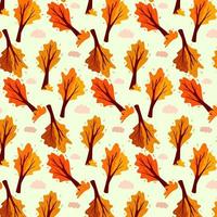 Autumn pattern. Abstract autumn tree and cloud seamless pattern vector