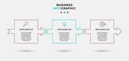 Plantilla de negocio de diseño infográfico con iconos y 3 opciones o pasos. vector