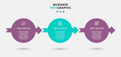 Plantilla de negocio de diseño infográfico con iconos y 3 opciones o pasos. vector