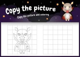 Copie la imagen del juego para niños y la página para colorear con un lindo rinoceronte vector