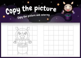 copy the picture kids game and coloring page with a cute rhino vector
