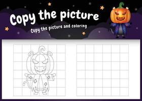 copy the picture kids game and coloring page with a cute black cat vector