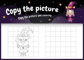 copy the picture kids game and coloring page with a cute rhino vector