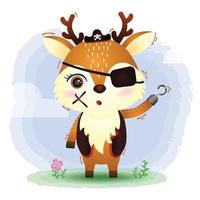cute pirates deer vector illustration