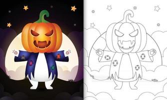 coloring book with a cute polar bear using costume scarecrow halloween vector