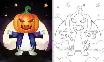 coloring book with a cute rabbit using costume scarecrow halloween vector