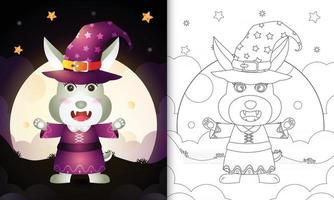 coloring book with a cute rabbit using costume witch halloween vector