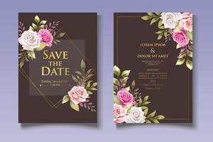 Elegant floral wedding invitation card template vector