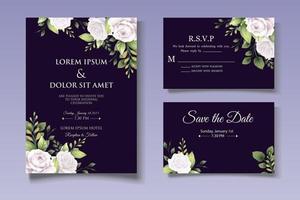 elegante plantilla de tarjeta de invitación de boda floral vector