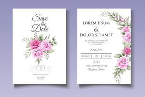 elegante plantilla de tarjeta de invitación de boda floral vector