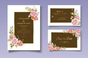 elegante plantilla de tarjeta de invitación de boda floral vector